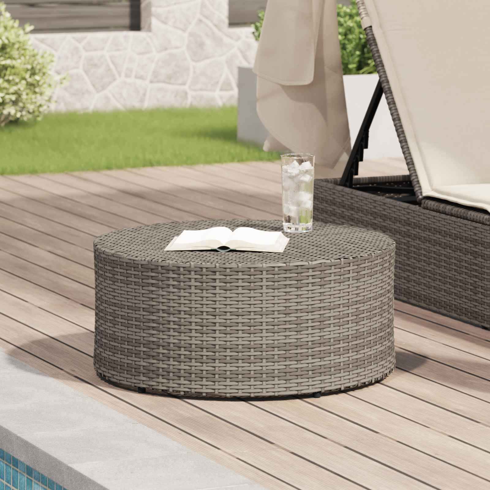 vidaXL Udendørs kaffe bord Grå Ø 68 x 30 cm polyrattan
