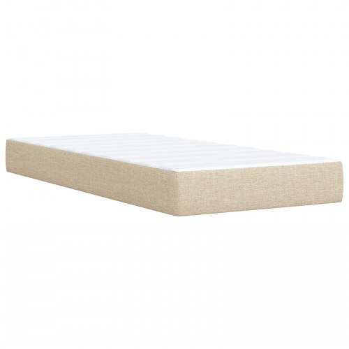 Ottoman seng med madras og LED cremefarvet 100 x 200 cm stof