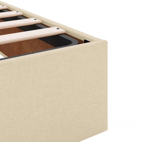 Ottoman seng med madras og LED cremefarvet 100 x 200 cm stof