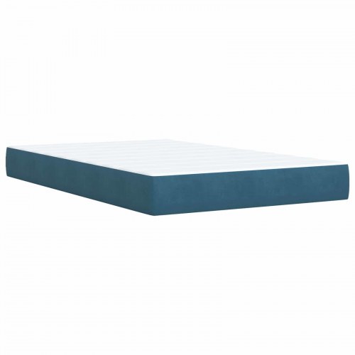Boxmadras seng med topmadras og hovedgærde 120 x 190 cm - blå fløjl