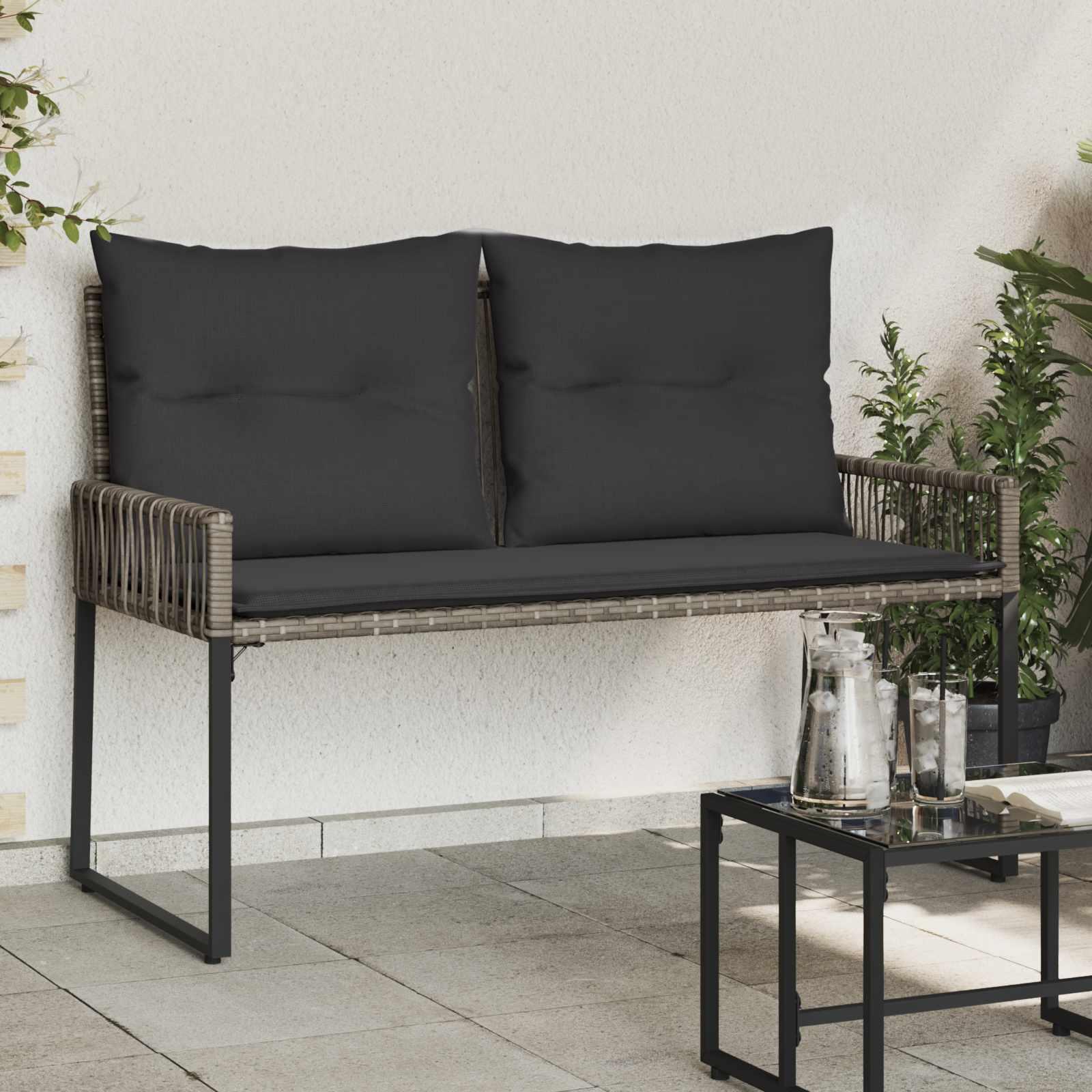 Udendørs 2-personers havebænk i polyrattan 118 x 59 x 82 cm grå