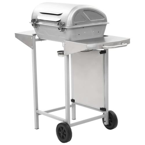 Gasgrill med 2 madlavningszoner rustfrit stål sølvfarvet