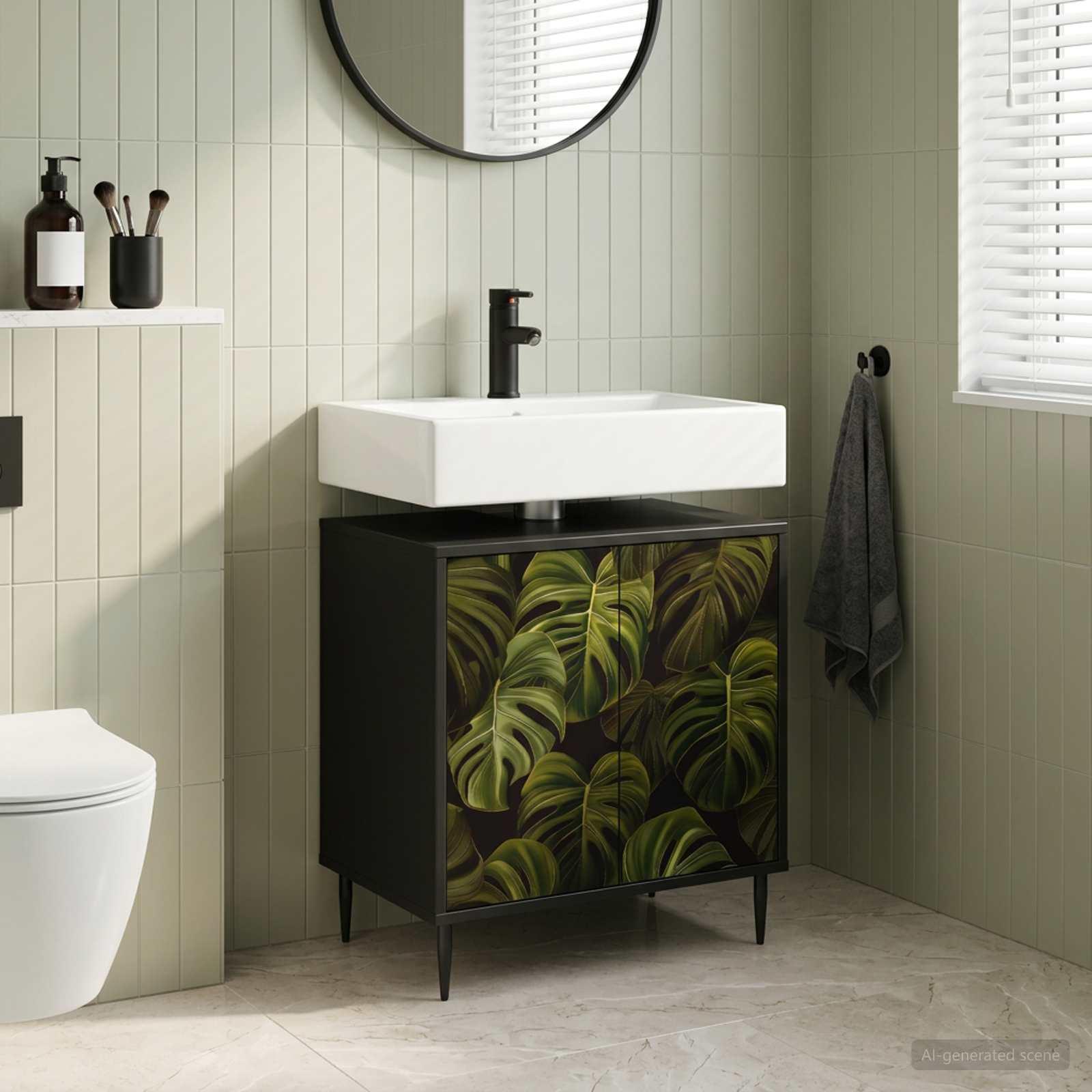 vidaXL Badeværelsesskab ELBURG Sort eg 60 x 40 x 61 cm Konstrueret træ