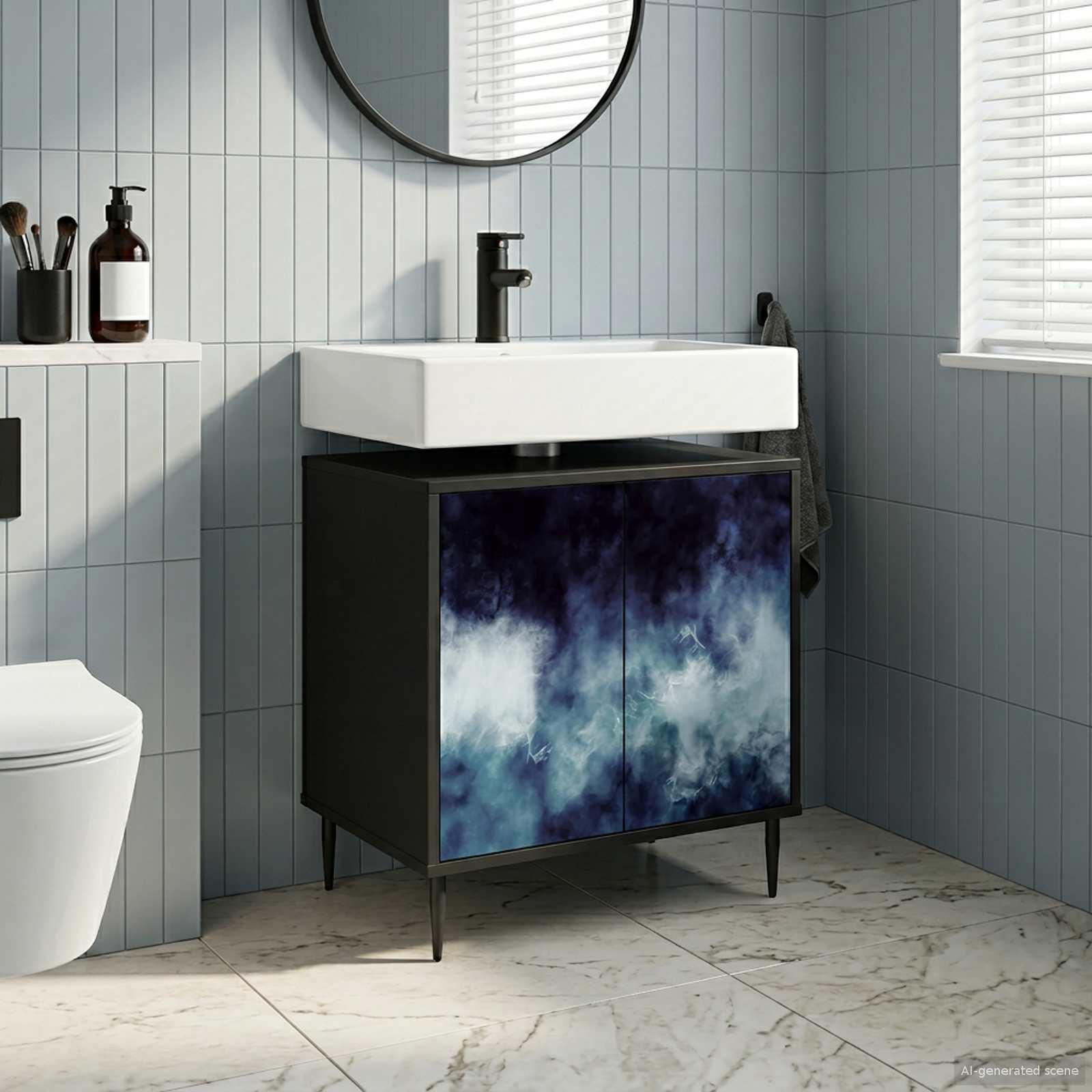 vidaXL Badeværelsesskab RAALTE Sort eg 60 x 40 x 61 cm Konstrueret træ