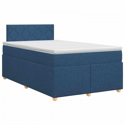 Boxmadras med topmadras og justerbar hovedgavl 120 x 190 cm blå