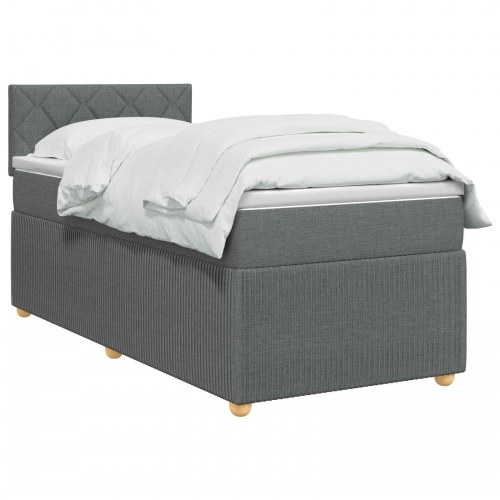 Madras med topmadras og justerbar sengegavl 90 x 190 cm mørkegrå stof