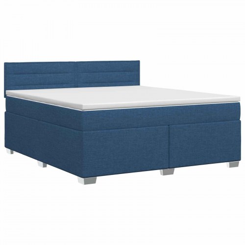 Boxmadras med topmadras og justerbar hovedgavl 140 x 200 cm blå