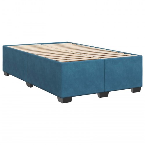 Boxmadras seng med topmadras og justerbar hovedgavl 120 x 200 cm blå fløjl