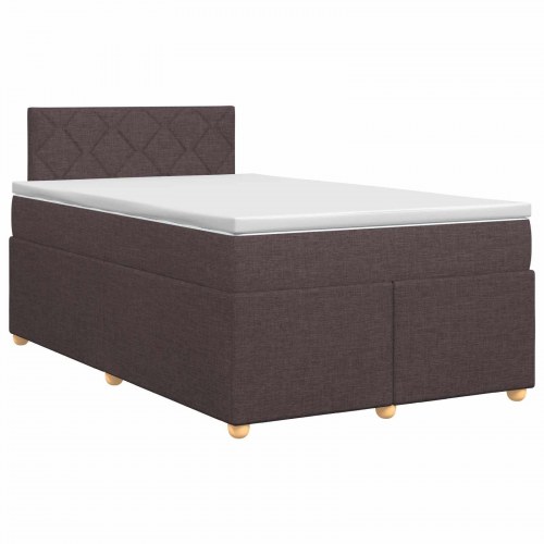 Boxspring seng med madras og topmadras 120 x 190 cm mørk brun stof
