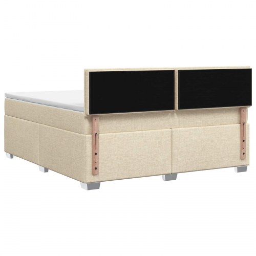 Boksmadras med topmadras 140 x 200 cm cremefarvet stof