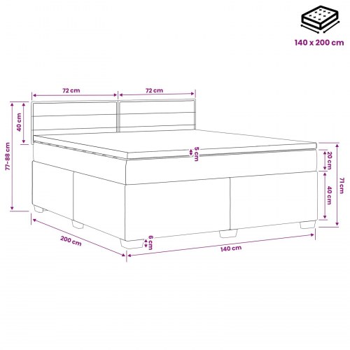 Boksmadras med topmadras 140 x 200 cm cremefarvet stof