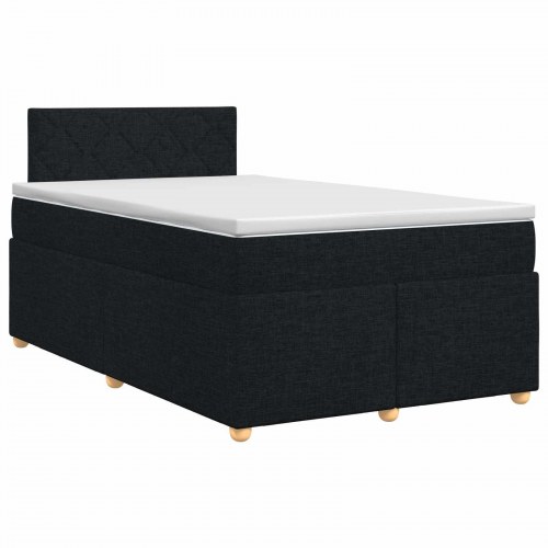 Boxmadras med topmadras og hovedgærde 120 x 190 cm - sort stof