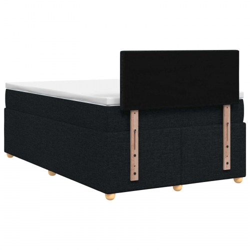Boxmadras med topmadras og hovedgærde 120 x 190 cm - sort stof