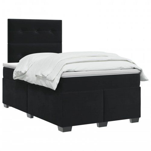 Boxmadras seng med topmadras og justerbar hovedgavl 120 x 200 cm sort fløjl
