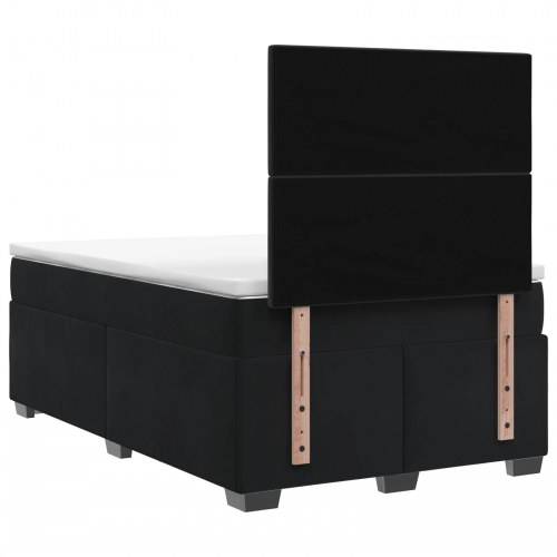 Boxmadras seng med topmadras og justerbar hovedgavl 120 x 200 cm sort fløjl