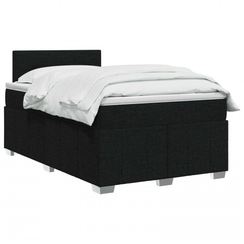 Boxmadras seng med topmadras og hovedgærde 120 x 190 cm - sort stof