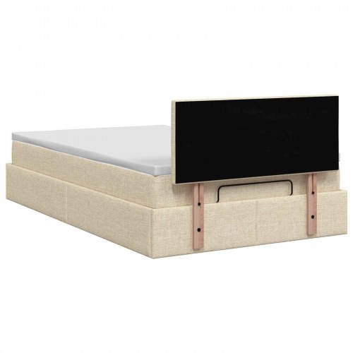 Ottomanseng med madras 120 x 200 cm i cremefarvet stof