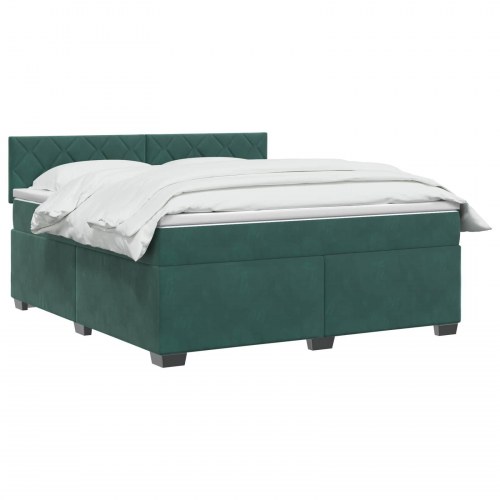 Kontinentalseng med madras og LED mørkegrøn 140 x 190 cm velour