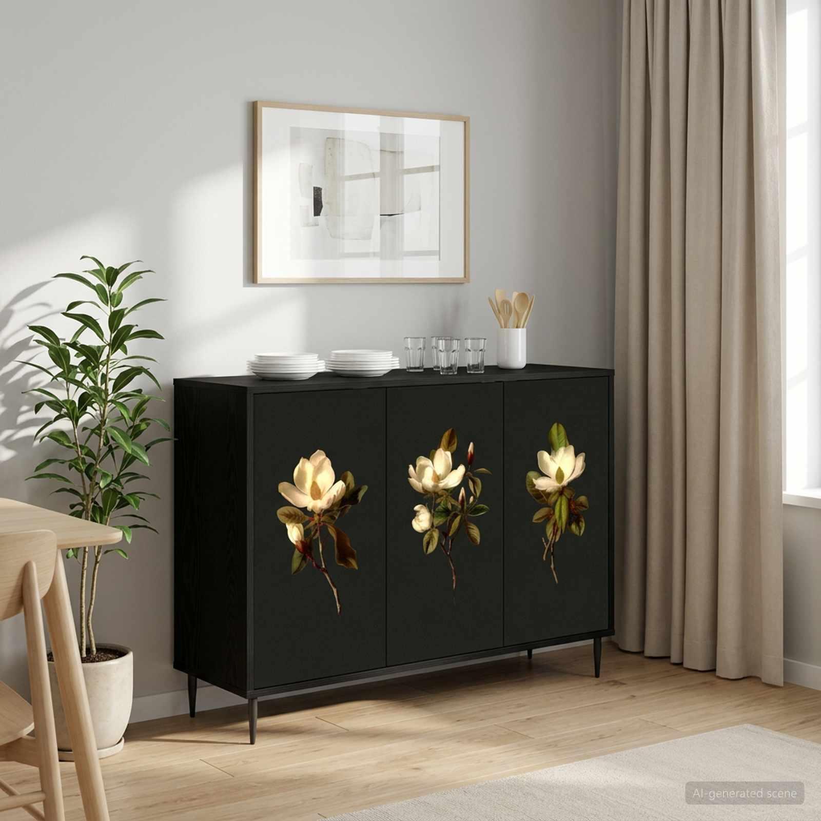 vidaXL Sideboard BREMEN Sort eg 102 x 33 x 76 cm Konstrueret træ