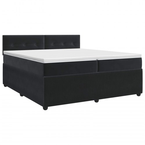 Boksmadrasseng 200 x 200 cm med topmadras og justerbar sengegavl - sort fløjl