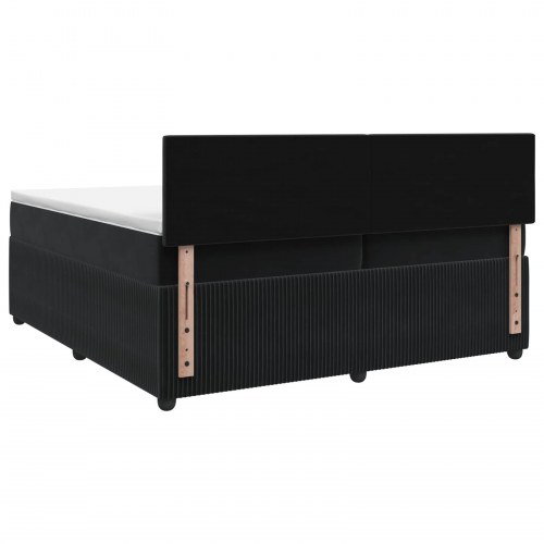 Boksmadrasseng 200 x 200 cm med topmadras og justerbar sengegavl - sort fløjl