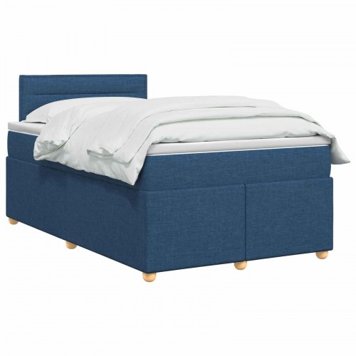 Kontinentalseng med topmadras og hovedgærde 120 x 190 cm - blå stof