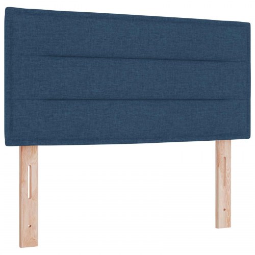 Kontinentalseng med topmadras og hovedgærde 120 x 190 cm - blå stof