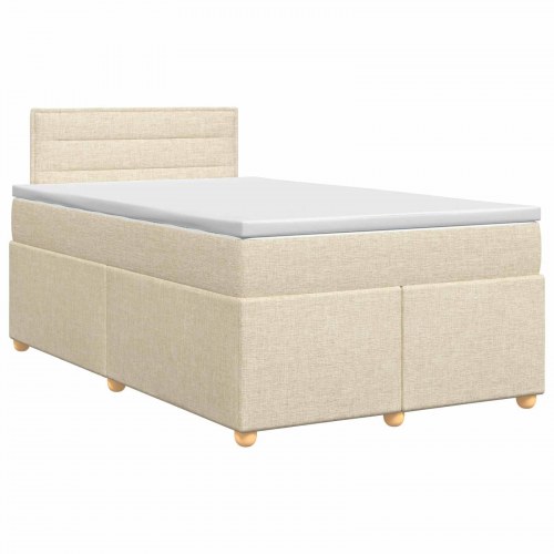 Boxspring seng med topmadras 120 x 190 cm cremefarvet stof