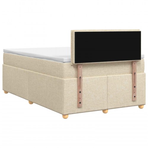 Boxspring seng med topmadras 120 x 190 cm cremefarvet stof
