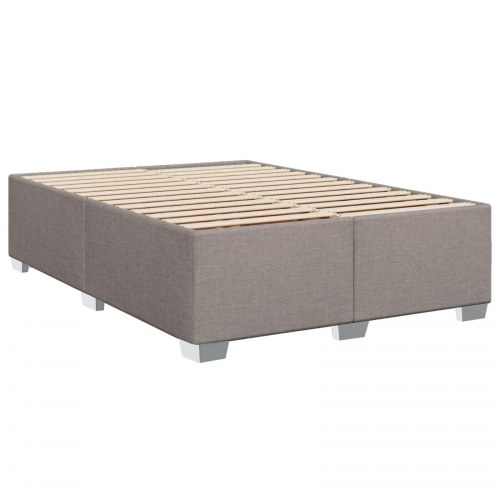Boksmadras med topmadras gråbrun 140 x 190 cm stof