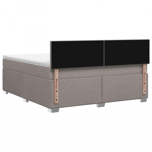 Boksmadras med topmadras gråbrun 140 x 190 cm stof