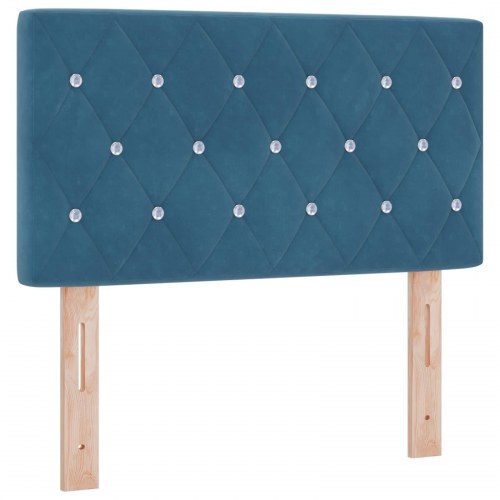 Ottoman seng med madras og LED 80 x 200 cm - mørkeblå velour