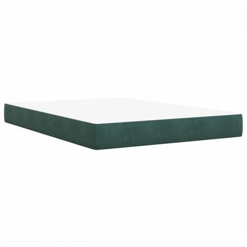 Kontinentalseng med madras og LED mørkegrøn 140 x 190 cm velour