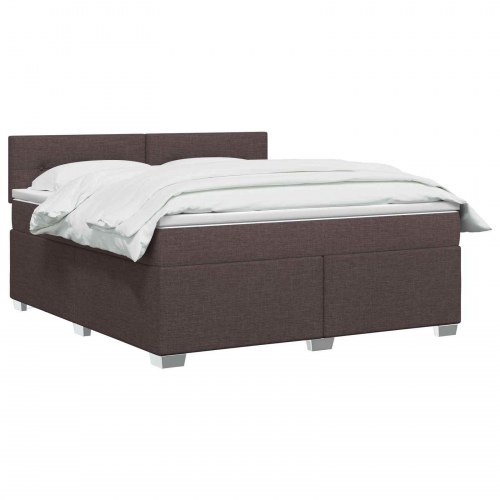 Boksmadras med topmadras mørk brun 140 x 190 cm stof