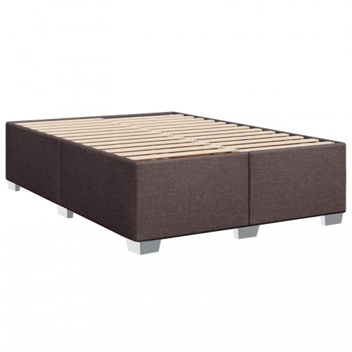 Boksmadras med topmadras mørk brun 140 x 190 cm stof