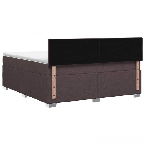 Boksmadras med topmadras mørk brun 140 x 190 cm stof