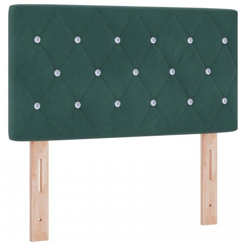 Ottoman seng med madras og LED 80 x 200 cm mørkegrøn velour