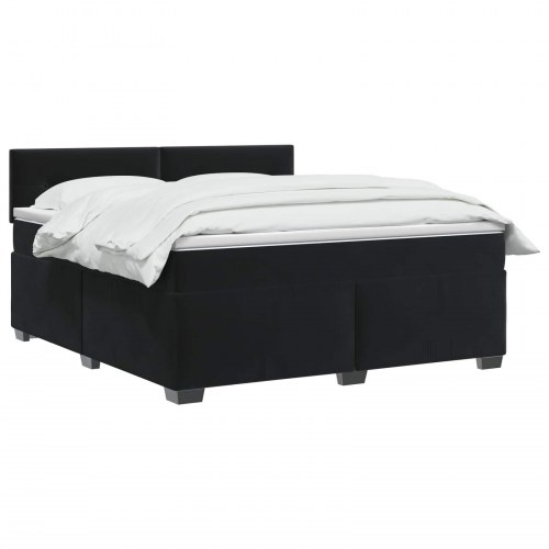 Kontinentalseng med madras og LED sort 140 x 190 cm velour