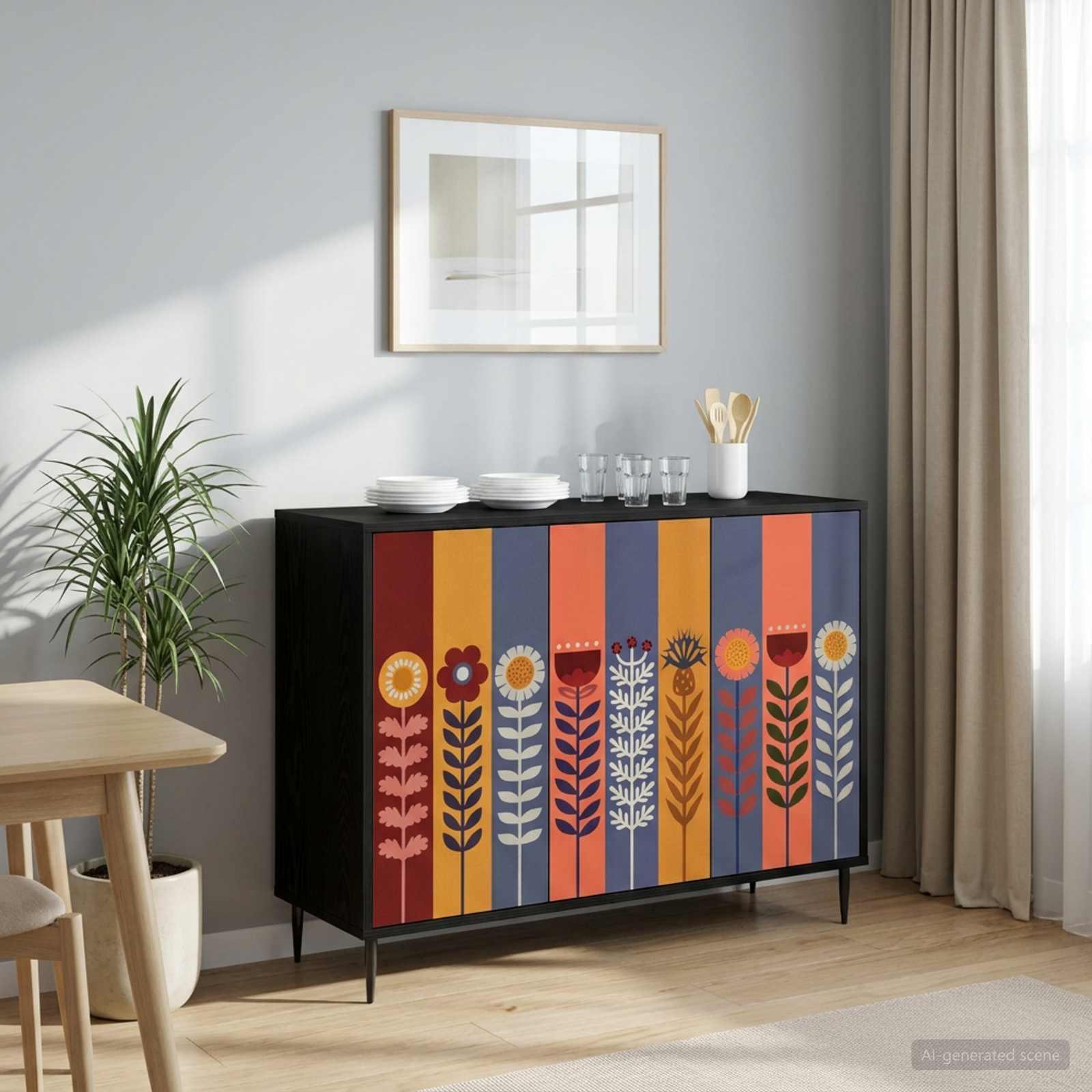 vidaXL Sideboard ESSEN Sort eg 102 x 33 x 76 cm Konstrueret træ
