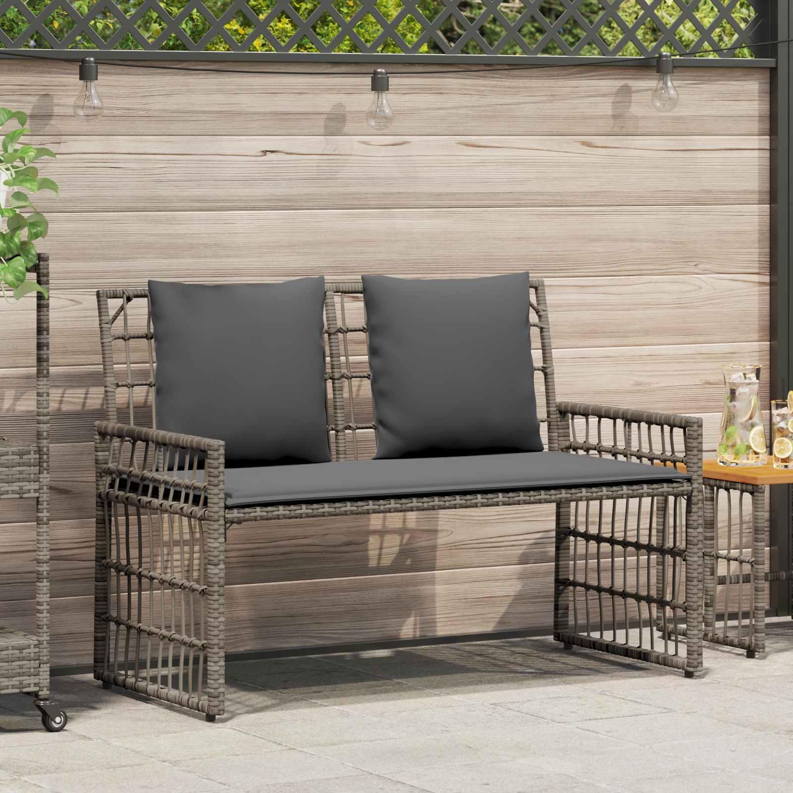 Udendørs 2-personers havebænk i stål og polyrattan 116 x 55 x 82 cm - grå/mørkegrå