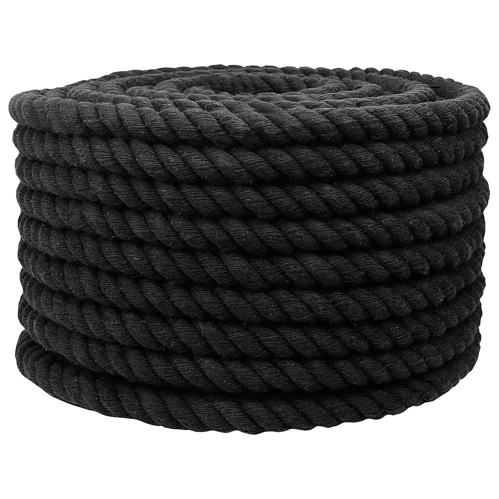 vidaXL Bomulds Snor 20 mm 100 m Sort 100% Bomuld