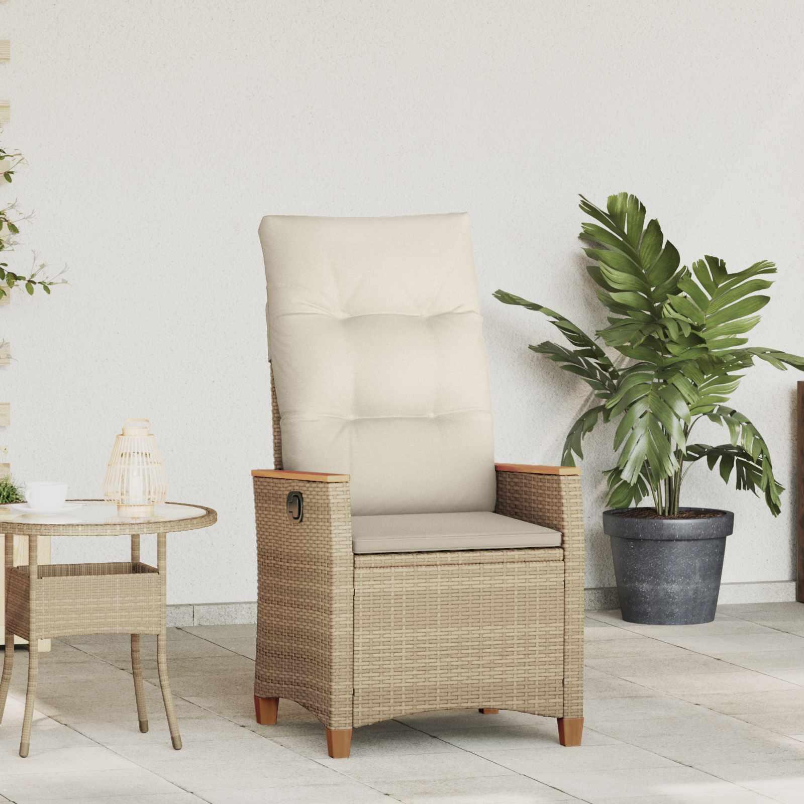 Havestol med justerbar ryg i polyrattan 64 x 57,5 x 112 cm - beige og creme