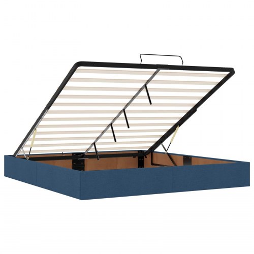 Ottoman seng med madras og LED - blå 200 x 200 cm stof