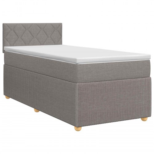 Boxspring seng med topmadras og justerbar hovedgavl 80 x 200 cm gråbrun stof