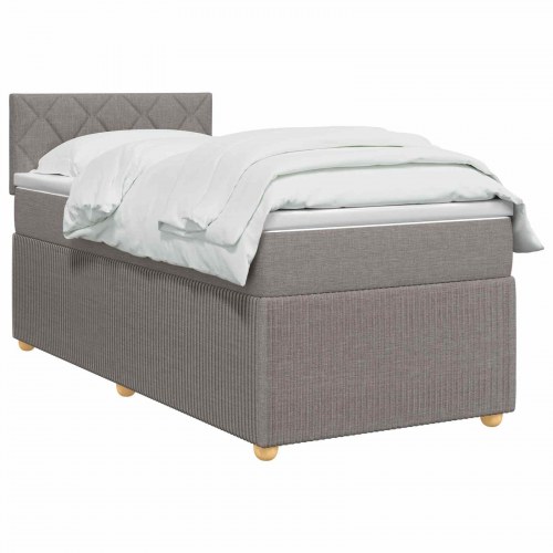 Boxspring seng med topmadras og justerbar hovedgavl 80 x 200 cm gråbrun stof