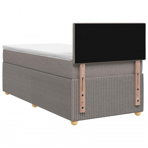 Boxspring seng med topmadras og justerbar hovedgavl 80 x 200 cm gråbrun stof