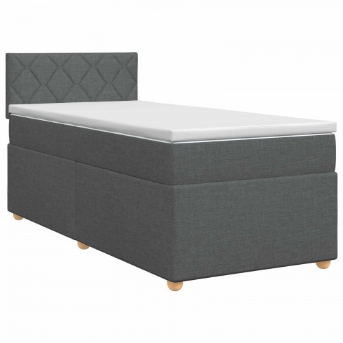 Seng med madras, topmadras og justerbar hovedgavl 100 x 200 cm - mørkegrå