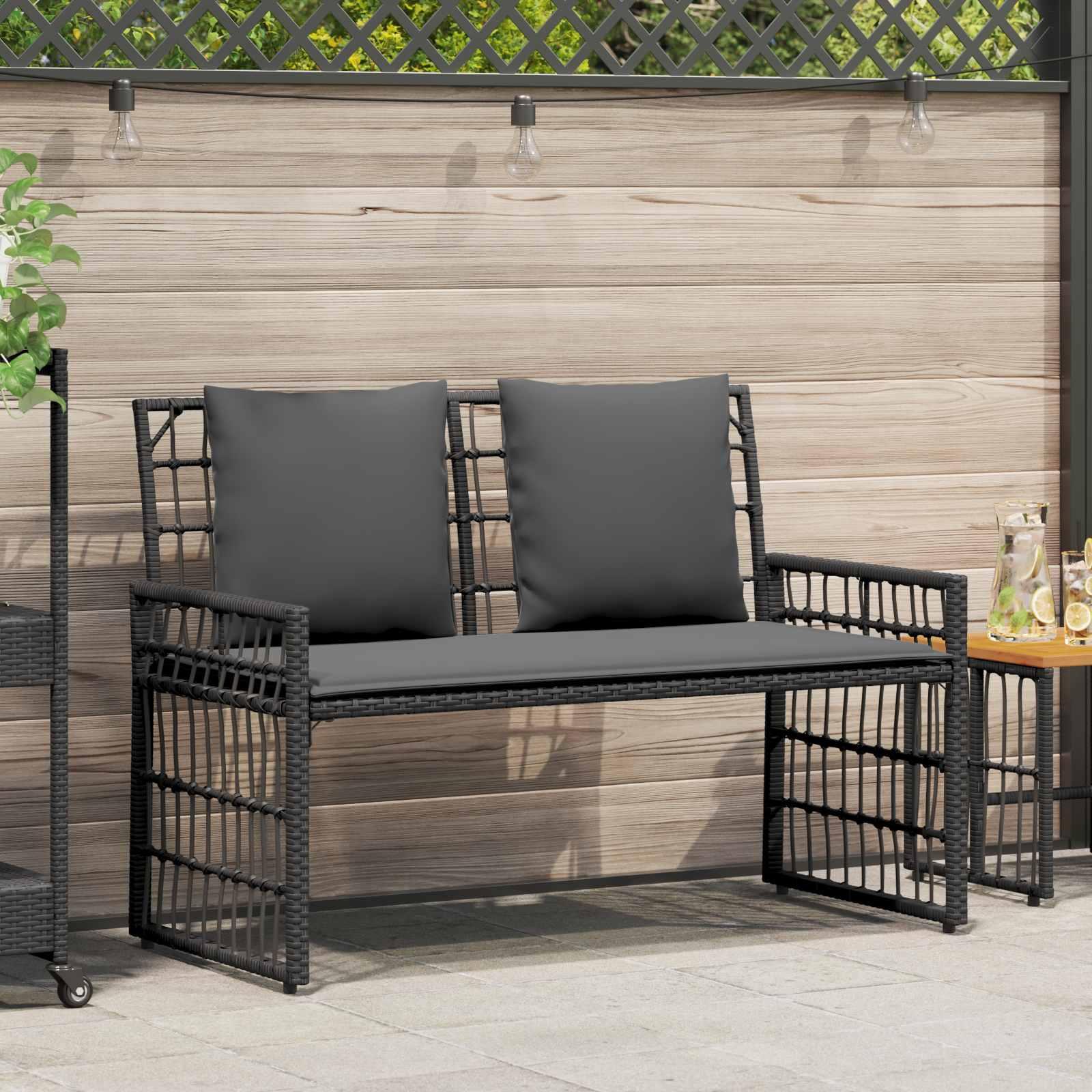 Udendørs havebænk 2-personers 116 x 55 x 82 cm stål og polyrattan