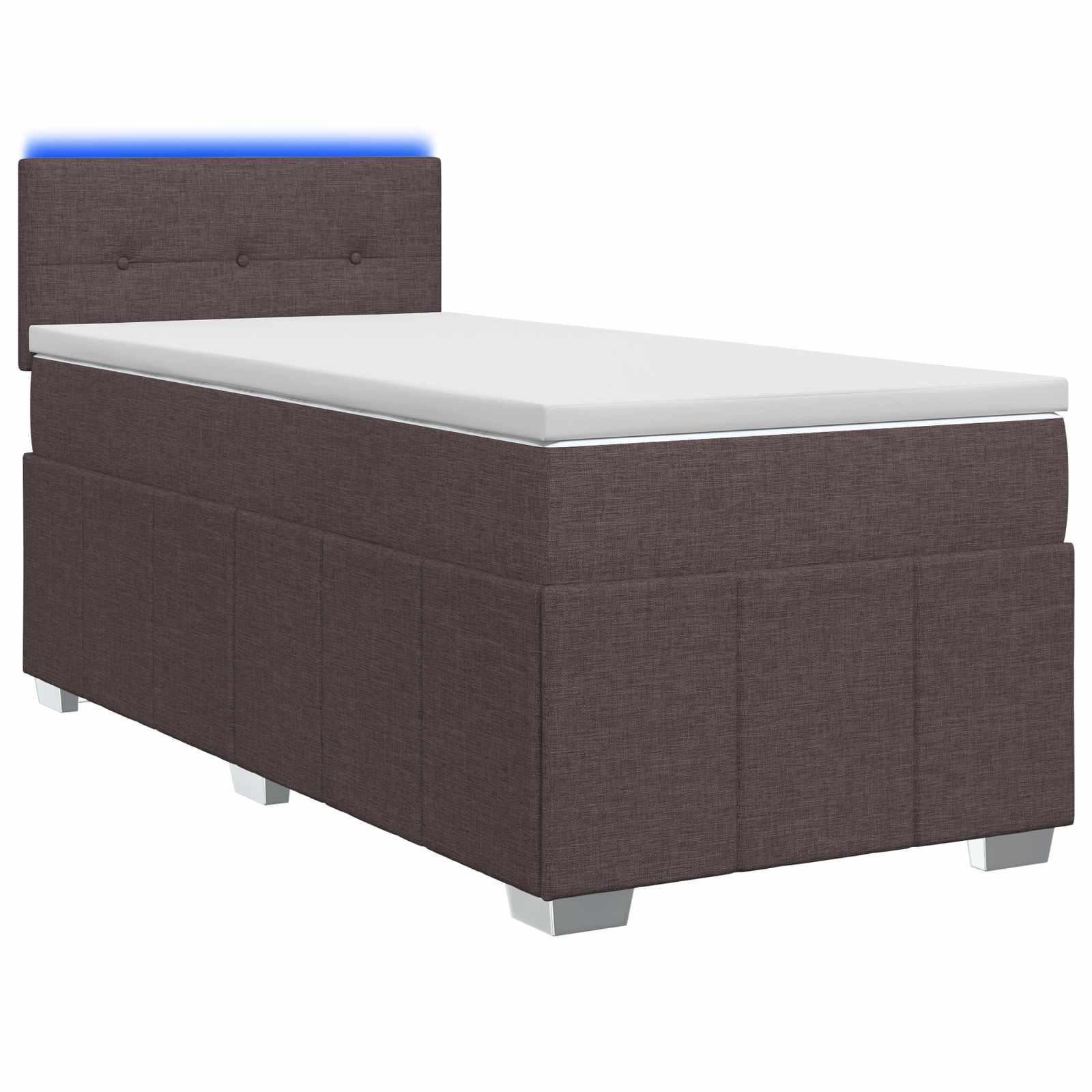 Boxmadras med topmadras og LED - mørk brun 100 x 200 cm