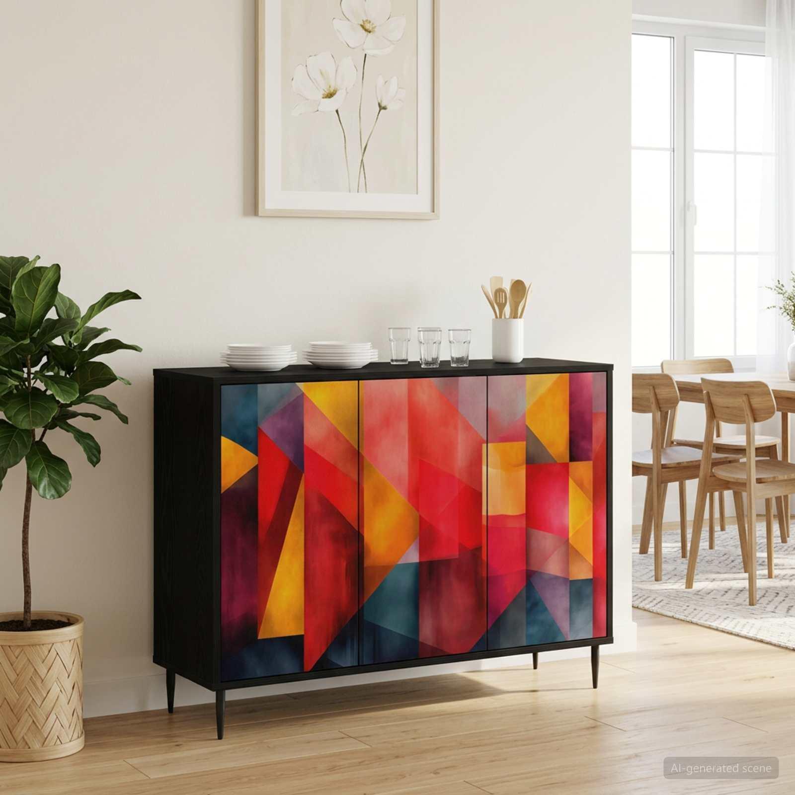 vidaXL Sideboard HEESCH Sort eg 102 x 33 x 76 cm Konstrueret træ
